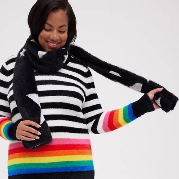 Torrid Black ALLOVER STAR OBLONG SCARF - Picture 7 of 10